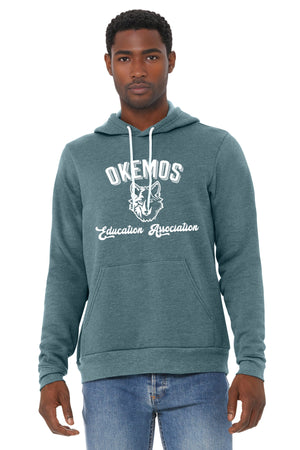 Okemos Fall Staff Shop Hoodie Heather Slate front view