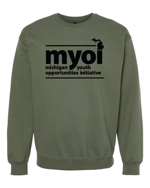 MYOI Allegan/Barry Fall Fundraiser Crewneck Military Green front view