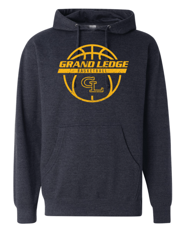 Custom Apparel - Screen Printing - GL Basketball / Seniors - Mid - Weight Navy Heather Hoodie - GL Basketball / Seniors - 17137