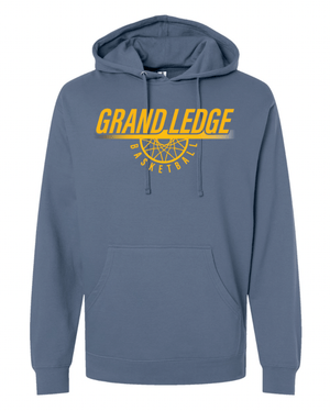 Custom Apparel - Screen Printing - Grand Ledge Basketball 2024 - Blue Midweight Hoodie - Grand Ledge Basketball - 17171