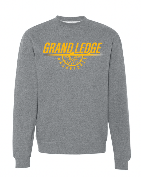 Custom Apparel - Screen Printing - Grand Ledge Basketball - Midweight Grey Crewneck Sweatshirt - Grand Ledge Basketball - 17171