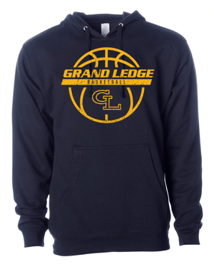 Custom Apparel - Screen Printing - Grand Ledge Basketball - Navy Midweight Hoodie - Grand Ledge Basketball - 17171