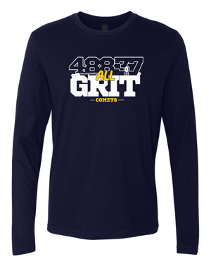 Custom Printed Apparel | Grand Ledge Basketball - Unisex Cotton Long Sleeve Tee (GRIT Design) - Grand Ledge BBall OD