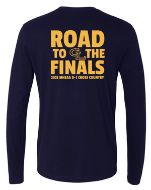 Custom Printed Apparel | Grand Ledge Cross Country Finals - Adult Navy Long Sleeve Tee - GL Cross Country Finals - 18634