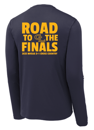 Custom Printed Apparel | Grand Ledge Cross Country Finals - Adult Navy Performance Long Sleeve Tee - GL Cross Country Finals - 18634