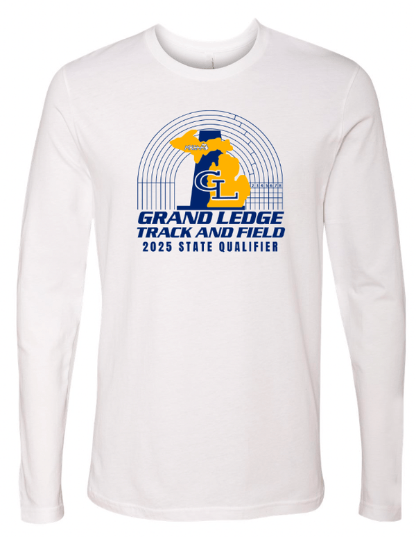 Custom Apparel - Screen Printing - Grand Ledge Track State Qualifiers & Champs - Unisex Long Sleeve Cotton T-Shirt - GL Track State Qualifiers - 17802