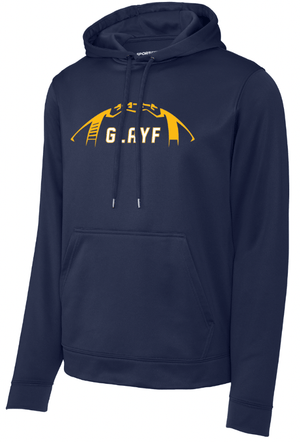 Custom Printed Apparel | Grand Ledge Youth Football - Adult Navy Fleece Hooded Sweatshirt (Name & Number Required) - Grand Ledge Youth Football - 18460