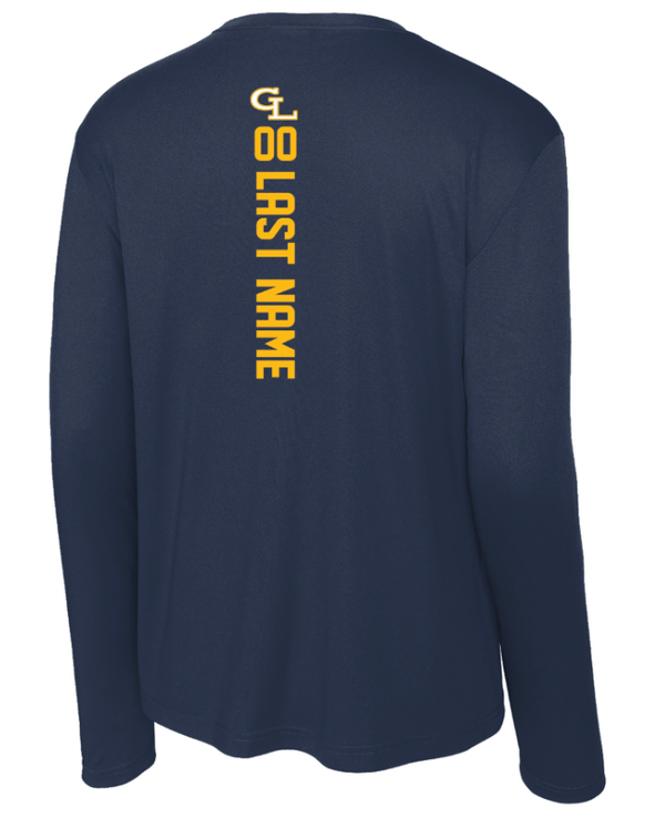 Custom Printed Apparel | Grand Ledge Youth Football - Adult Navy Performance Long Sleeve Tee (Name & Number Required) - Grand Ledge Youth Football - 18460