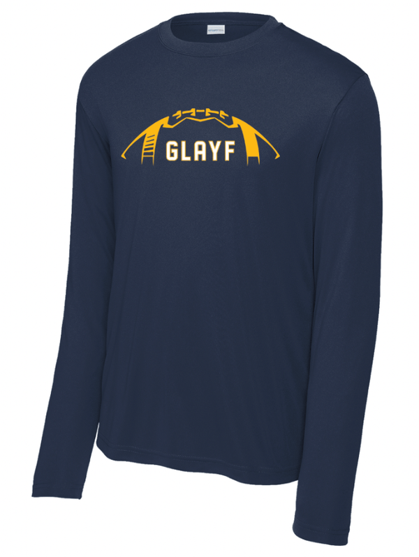 Custom Printed Apparel | Grand Ledge Youth Football - Adult Navy Performance Long Sleeve Tee (Name & Number Required) - Grand Ledge Youth Football - 18460