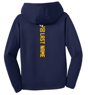 Custom Printed Apparel | Grand Ledge Youth Football - Youth Navy Fleece Hooded Sweatshirt (Name & Number Required) - Grand Ledge Youth Football - 18460