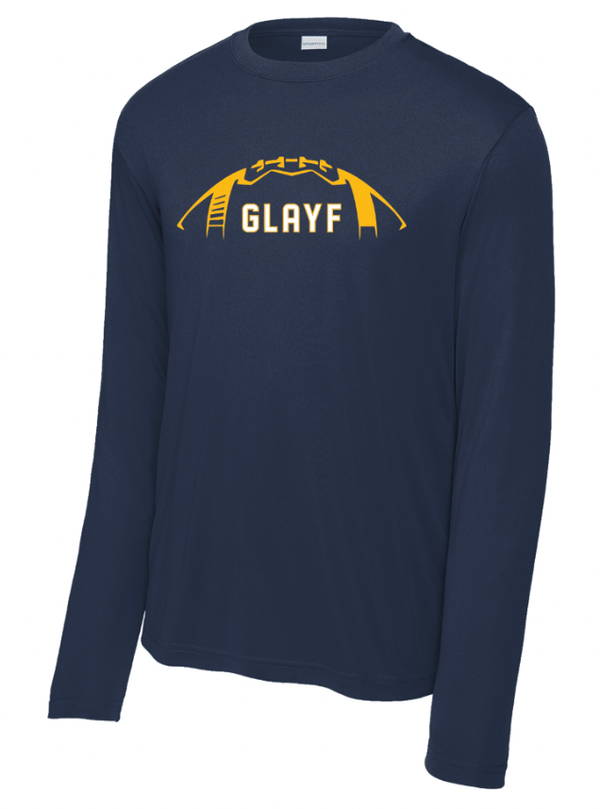 Custom Printed Apparel | Grand Ledge Youth Football - Youth Navy Performance Long Sleeve (Name & Number Required) - Grand Ledge Youth Football - 18460