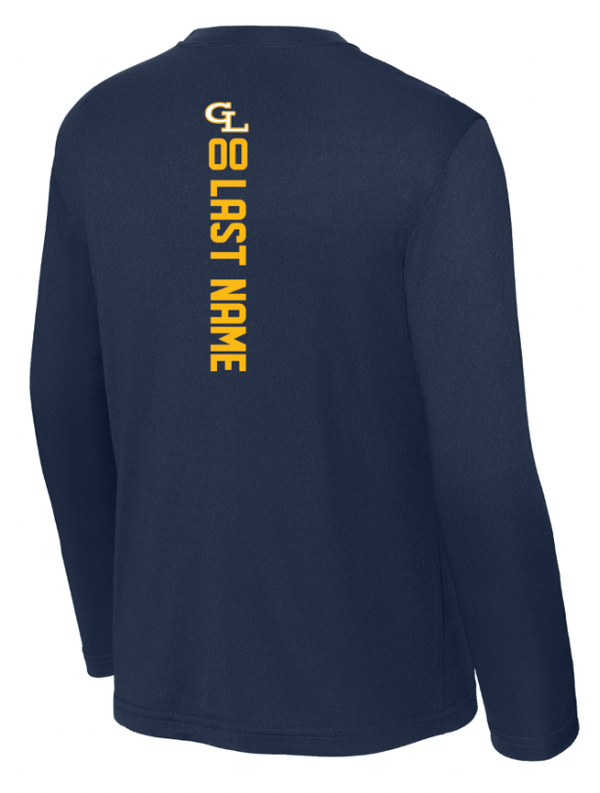 Custom Printed Apparel | Grand Ledge Youth Football - Youth Navy Performance Long Sleeve (Name & Number Required) - Grand Ledge Youth Football - 18460