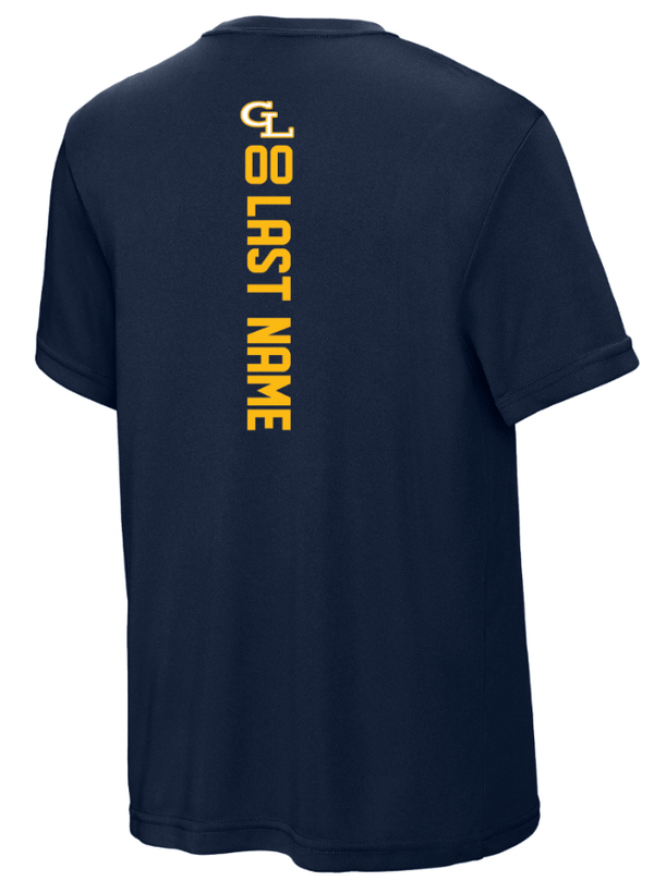 Custom Printed Apparel | Grand Ledge Youth Football - Youth Navy Performance T-Shirt (Name & Number Required) - Grand Ledge Youth Football - 18460