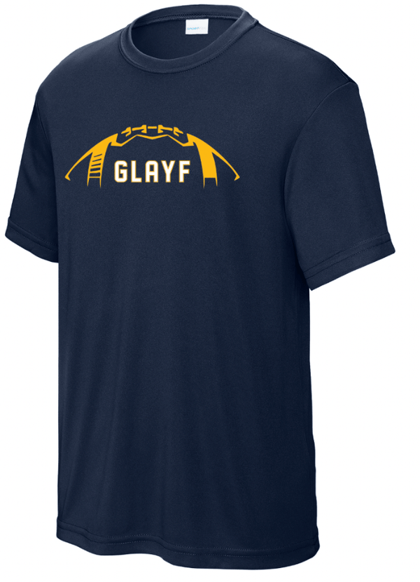 Custom Printed Apparel | Grand Ledge Youth Football - Youth Navy Performance T-Shirt (Name & Number Required) - Grand Ledge Youth Football - 18460