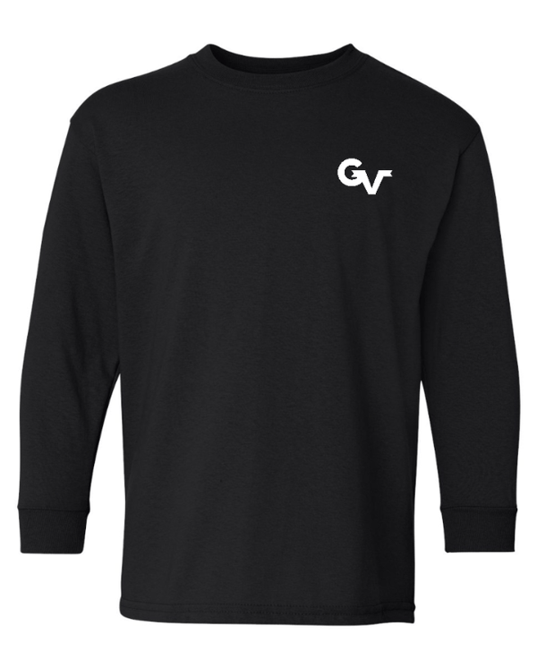 Custom Apparel - Screen Printing - Grand Valley Livestock - Heavy Cotton Youth Long Sleeve Tee (Black / Forest Green) - Grand Valley Livestock - 17568