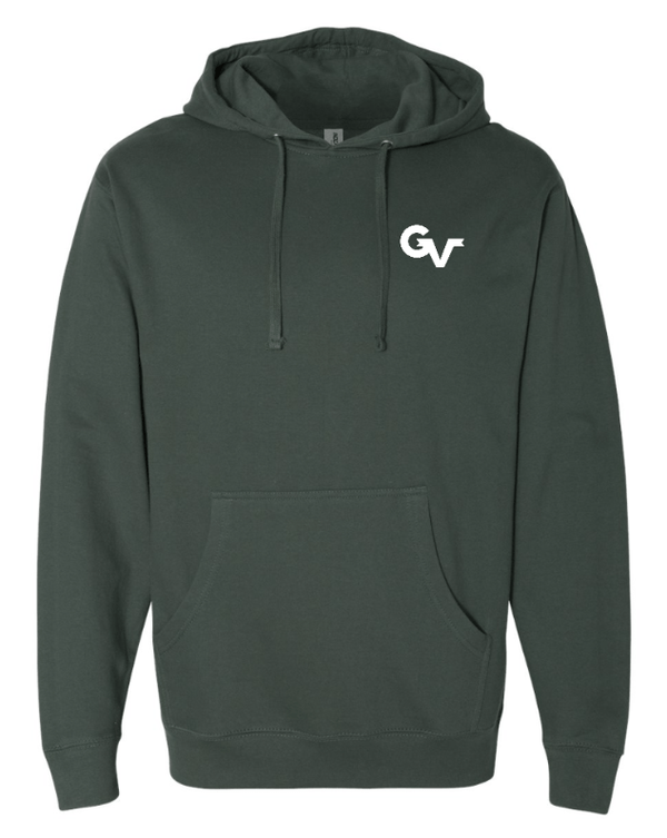 Custom Apparel - Screen Printing - Grand Valley Livestock - Midweight Hooded Sweatshirt (Alpine Green / Black) - Grand Valley Livestock - 16251