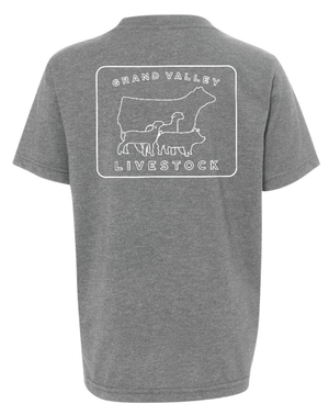 Custom Apparel - Screen Printing - Grand Valley Livestock - Youth T-Shirt (Grey / Black) - Grand Valley Livestock - 17568
