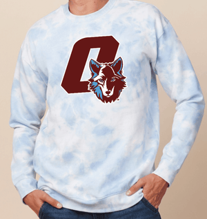 Custom Printed Apparel | Hiawatha Back to School 2025 - Adult Tie Dye Fleece Crew Sky Blue - Hiawatha Back to School 2025 - 18289