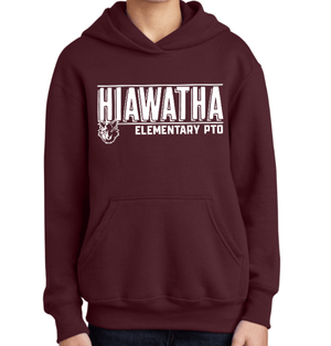 Custom Printed Apparel | Hiawatha Back to School 2025 - Youth Fleece Pullover Hooded Sweatshirt Maroon - Hiawatha Back to School 2025 - 18289