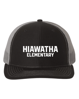 Custom Apparel - Screen Printing - Hiawatha PTO - Black/Charcoal Trucker Hat - Hiawatha Elementary - 15326