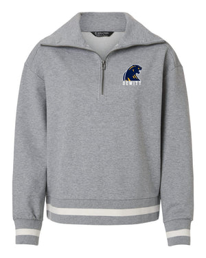 DeWitt Middle School Apparel Quarter Zip Athletic Heather/ Vanilla front view