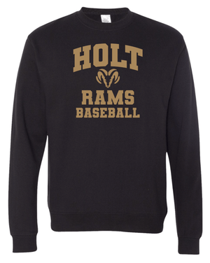 Custom Printed Apparel | Holt Baseball 2025 | Adult Unisex Black Crewneck "Design 1" - Holt Baseball W25 - 18654