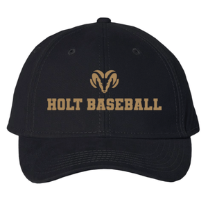 Custom Printed Apparel | Holt Baseball 2025 | Adult Unisex Black Dad Hat "Badge Design" - Holt Baseball W25 - 18654