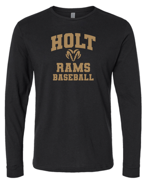 Custom Printed Apparel | Holt Baseball 2025 | Adult Unisex Black Long Sleeve "Design 1" - Holt Baseball W25 - 18654