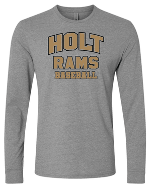 Custom Printed Apparel | Holt Baseball 2025 | Adult Unisex Dark Heather Grey Long Sleeve "Design 2" - Holt Baseball W25 - 18654