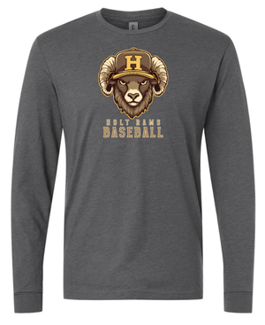 Custom Printed Apparel | Holt Baseball 2025 | Adult Unisex Heather Heavy Metal Long Sleeve "Design 3" - Holt Baseball W25 - 18654