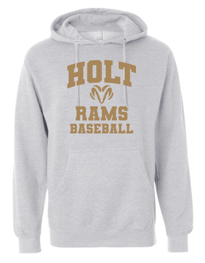 Custom Printed Apparel | Holt Baseball 2025 | Adult Unisex Hoodie "Design 1" (Black/Grey Heather) (PERSONALIZATION OPTIONAL) - Holt Baseball W25 - 18654