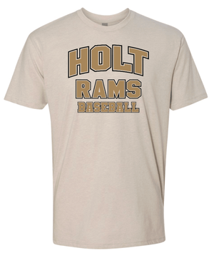 Custom Printed Apparel | Holt Baseball 2025 | Adult Unisex T-Shirt "Design 2" (Charcoal/Sand) (PERSONALIZATION OPTIONAL) - Holt Baseball W25 - 18654