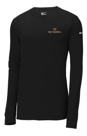 Custom Printed Apparel | Holt Baseball 2025 | Nike Dri - FIT Long Sleeve "Badge Design" (Dark Grey/Black) - Holt Baseball W25 - 18654