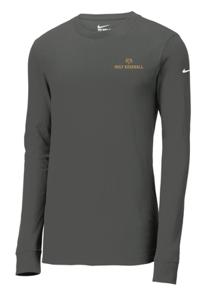 Custom Printed Apparel | Holt Baseball 2025 | Nike Dri - FIT Long Sleeve "Badge Design" (Dark Grey/Black) - Holt Baseball W25 - 18654