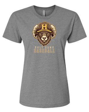 Custom Printed Apparel | Holt Baseball 2025 | Womens Dark Heather Grey T-Shirt "Design 3" (PERSONALIZATION OPTIONAL) - Holt Baseball W25 - 18654