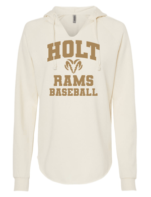 Custom Printed Apparel | Holt Baseball 2025 | Women's Lightweight Bone Hoodie "Design 1" (PERSONALIZATION OPTIONAL) - Holt Baseball W25 - 18654