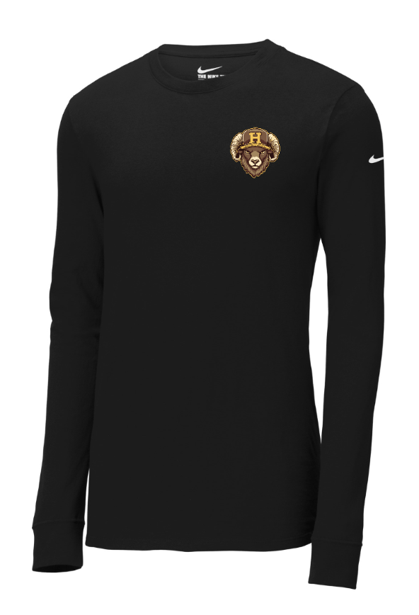 Custom Apparel - Screen Printing - Holt Baseball - Nike DriFIT Long Sleeve Tee (Black / Grey) - Holt Baseball - 17510