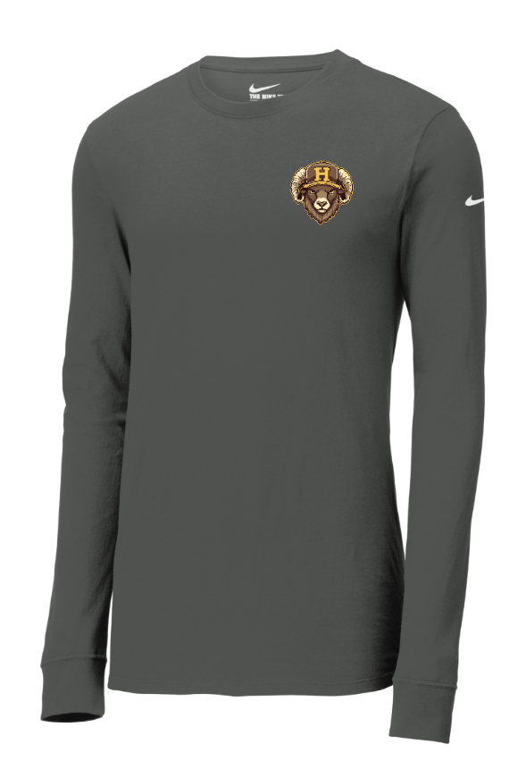 Custom Apparel - Screen Printing - Holt Baseball - Nike DriFIT Long Sleeve Tee (Black / Grey) - Holt Baseball - 17510