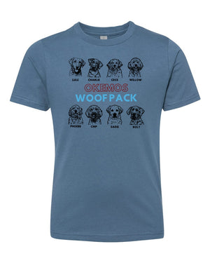 Okemos Woof Pack T-Shirt Blue Jean front view