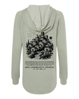 Epic Church 20th Anniversary Hoodie Sage back view
