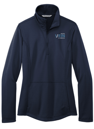 Custom Printed Apparel | Indy Veins - Ladies Smooth Fleece 1/4 Zip *Black / Navy* - Indy Veins OD