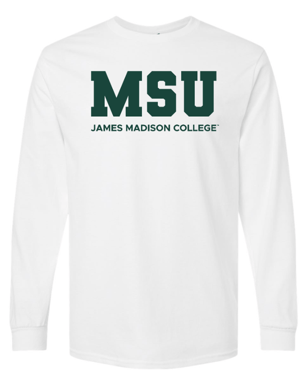 Custom Apparel - Screen Printing - James Madison MSU - Ultra Cotton Long Sleeve T-Shirt (Black / White / Pink) - James Madison MSU - 16896