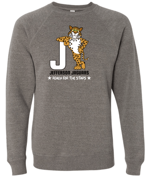 Custom Printed Apparel | Jefferson Elementary Fall 2025 - Grey Adult Raglan Crewneck Sweatshirt - Jefferson Elementary Fall 2025 - 18430