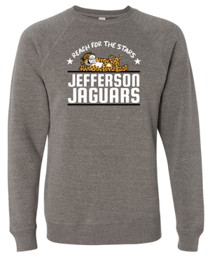 Custom Printed Apparel | Jefferson Elementary Fall 2025 - Grey Adult Raglan Crewneck Sweatshirt - Jefferson Elementary Fall 2025 - 18430