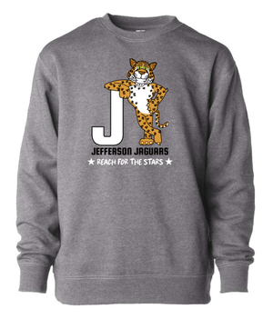 Custom Printed Apparel | Jefferson Elementary Fall 2025 - Grey Youth Crewneck Sweatshirt - Jefferson Elementary Fall 2025 - 18430
