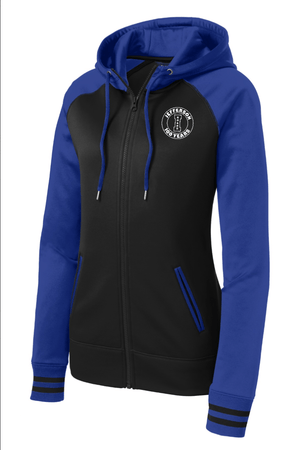 Custom Apparel - Screen Printing - Jefferson - Women's Royal/Black Full Zip Hoodie - Jefferson - 15069
