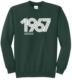Custom Printed Apparel | JMC Holiday Pop - Up Shop - Adult Unisex Dark Green Fleece Crewneck "1967 Design" - JMC Winter 2025 - 18762