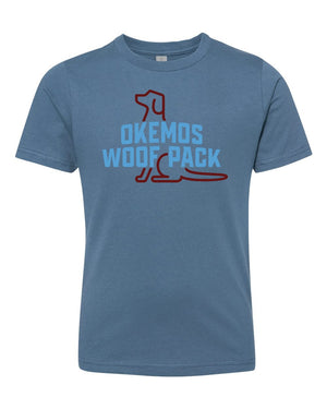 Okemos Woof Pack T-Shirt Blue Jean front view
