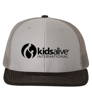 Custom Apparel - Screen Printing - Kids Alive - Snapback Trucker Cap - (Grey/White) (Grey/Charcoal/Black) - Kids Alive On Demand