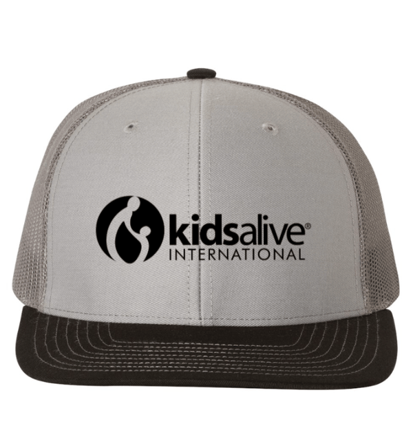 Custom Apparel - Screen Printing - Kids Alive - Snapback Trucker Cap - (Grey/White) (Grey/Charcoal/Black) - Kids Alive On Demand